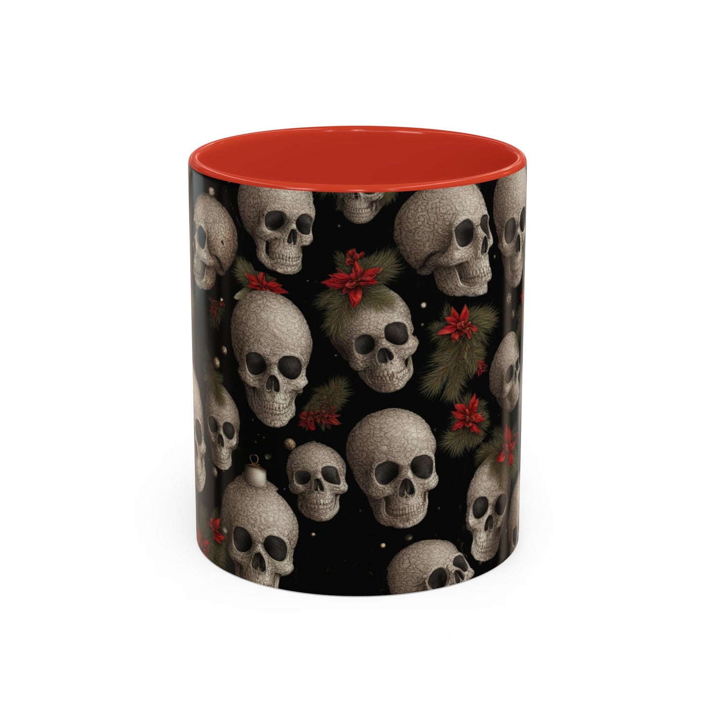 Death and the Poinsettias - Christmas Accent Coffee Mug, 11oz