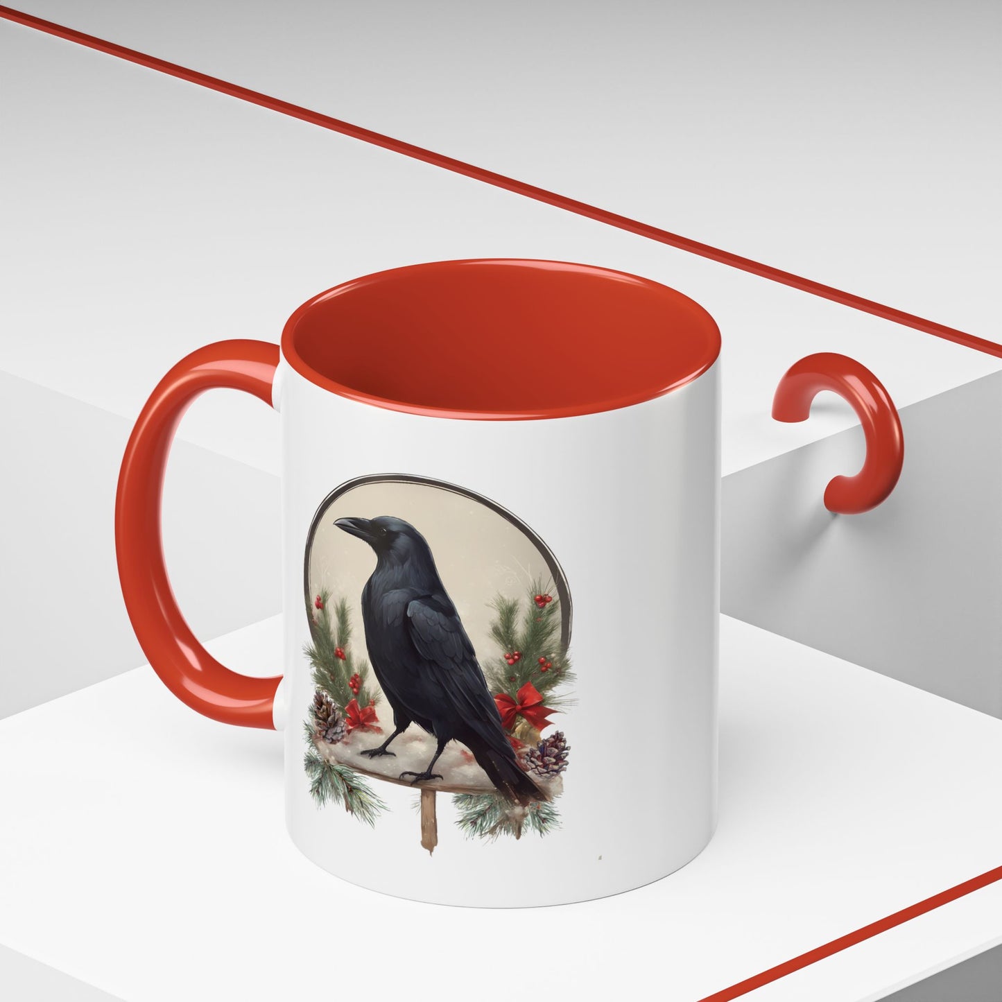 Christmas Raven Gothic Accent Coffee Mug (11, 15oz)