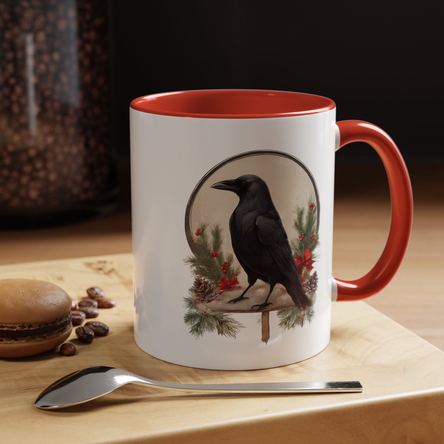 Christmas Raven Gothic Accent Coffee Mug (11, 15oz)