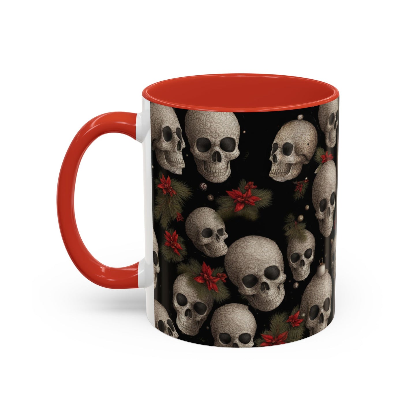 Death and the Poinsettias - Christmas Accent Coffee Mug, 11oz